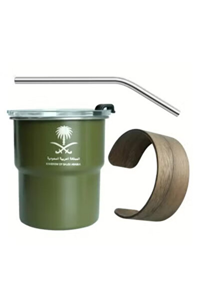 ELLEGLAM 304 Stainless Steel Mug, Saudi Logo Design, 300ml with Lid & Straw, Hot & Cold Drinks