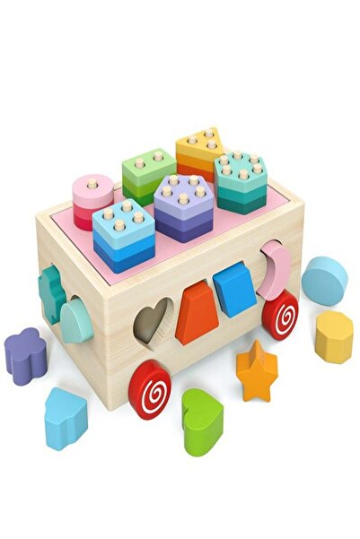 COOYA Wooden Classification And Stacking Toys For Children Early Education,Cognition Puzzle Stacker Cart