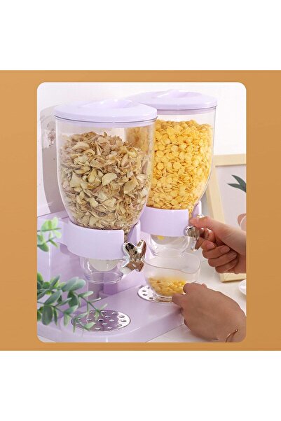 Türkiye Double Cereal Dispenser Dual Food Dispenser for Home Pantry Cereal White