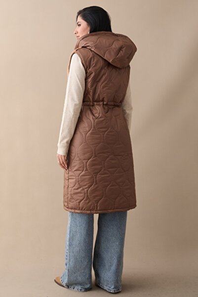 InStyle Önü Peluş Detay Kahverengi Şişme Yelek