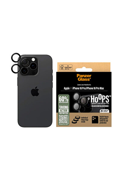dalip Folie de protecție pentru obiectivul camerei iPhone 16 Pro PanzerGlass® seria Hoops®, neagră