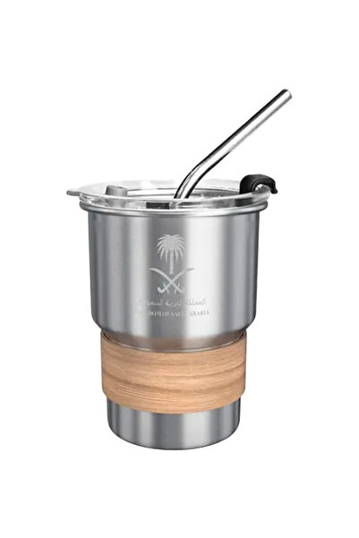 ELLEGLAM 500ml 304 Stainless Steel Mug, Saudi Logo Design, with Lid & Straw, Hot & Cold Drinks