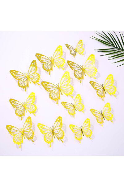 Choice 12PCS Gold K 12PCS Butterfly Cake Toppers - Gold/Silver/Rose Gold/ Colorful Butterfly for Wedding, B