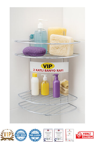 Vip Home Concept Market Ürünleri 2 Tier Bathroom Corner Shower Shelf Metal Shower Shelf Organizer Vip
