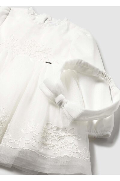 MAYORAL Kışlık Kız Bebek Bandalı Elbise - Ekru