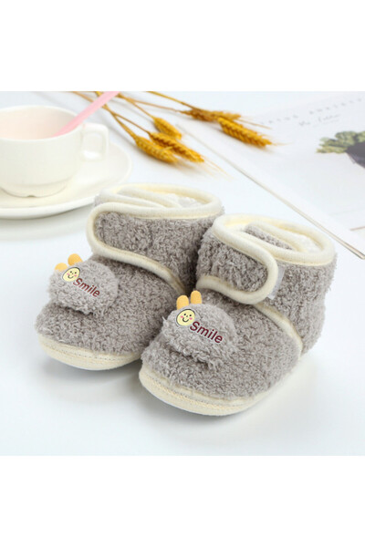 BebeNou Ghetuțe gri de pluș pentru bebeluși - Smile MDBD001-2-sa1