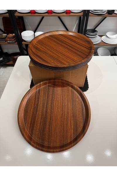 BARITCIOGLU Tray Non-Slip Round 38 cm Large Size 5 Pieces