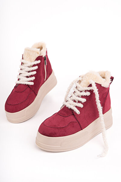 Madam Tarz FRM-034 Cizme cu detaliu cu fermoar din shearling