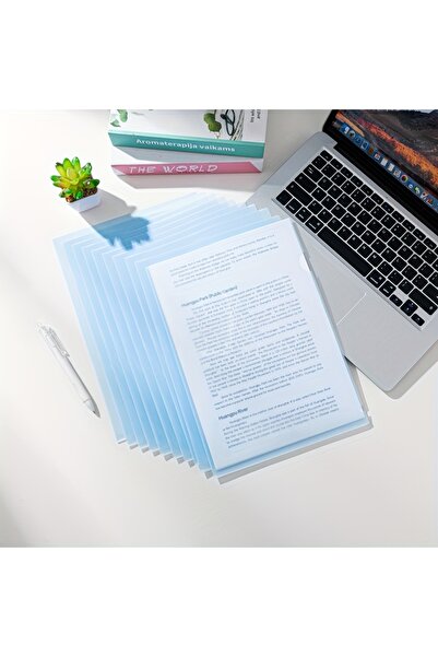 Choice4 Blue 12pcs Premium PP Material Project Folders -L-Shaped A4 Document ...