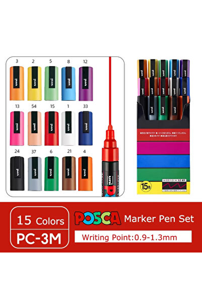 Choice19 PC-3M 15 Colors Japan Uni POSCA Marker Pen Set Acrylic Graffiti Draw...