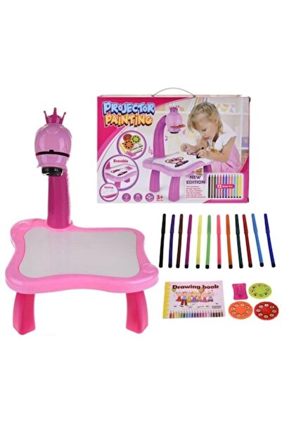 dalimag Set de proiectoare de pictură pentru copii — 24 de imagini, 12 markere, 3 dispozitive, bloc de desen, roz