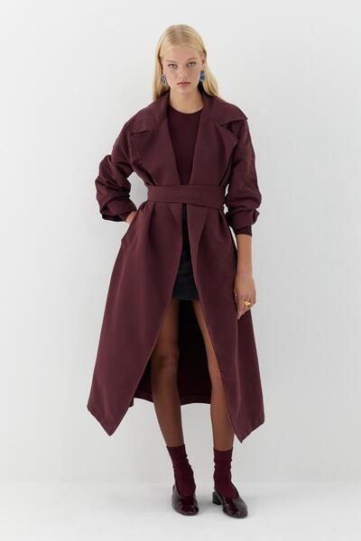 MARKALİSTE Lisa Trench Coat Burgundy