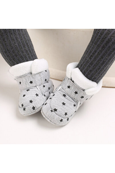 BebeNou Gray Booties with Black Stars MDC-655-3-c6