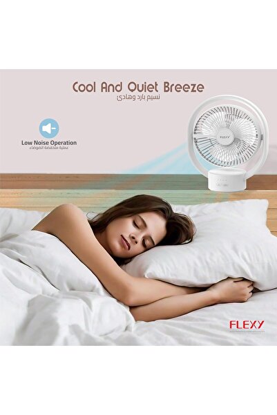 Flexi Rechargeable Desktop Fan, Adjustable Angle, Bright LED, White