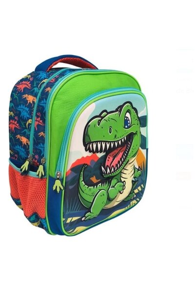 Granst Stag Ghiozdan preșcolar verde-albastru cu dinozaur 3D