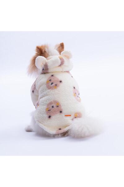 Pawstar Kahverengi SapporoBear Hoodie Ayı Desenli Kulaklı Peluş Köpek Kıyafet...