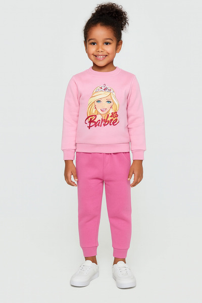 AKİ MODA KİDS Girl Child Fleece-Lined Barbie Tracksuit Set