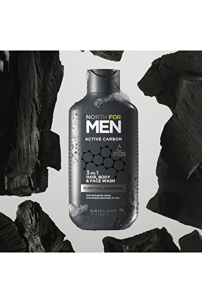 Other Oriflame North For Men Active Carbon 3-in-1 Shower Gel for Hair, Body and Face 250 ml