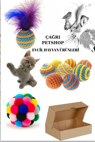 Çağrı petshop Kedi Sarma Top , Kedi Ponpon Top , Kedi Tüylü Top 3'lü Avantaj ...