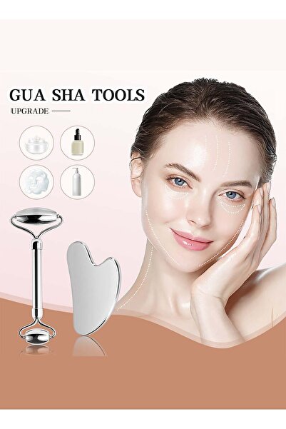 Bukela Stainless Steel Face Roller & Gua Sha – Metal Facial Roller for Lifting & De-puffing