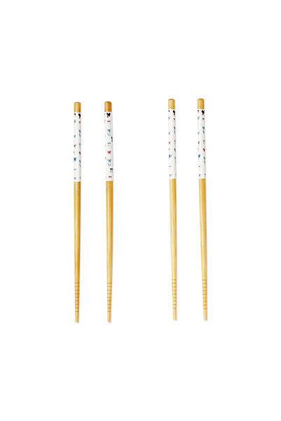 Flying Tiger Copenhagen 4 Çift Desenli Bambu Chopstick