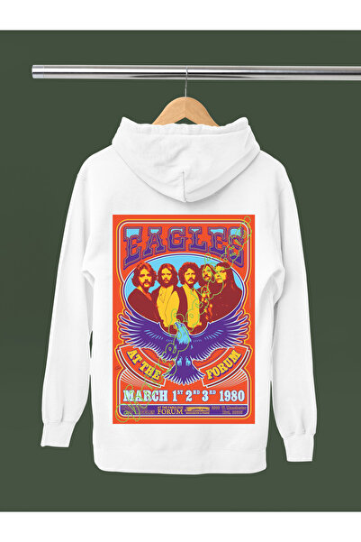 MAGORS SWEATSHIRT ROCK CU GLUGĂ, CU MÂNER LUNG, IMPRIMAT EAGLES, BUMBAC, cu căptușeală din fleece fire