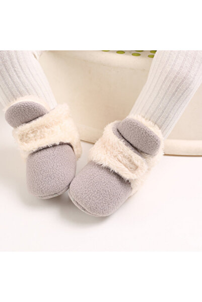 BebeNou Plush Booties Grey Beige for Babies MDB255-4-c5