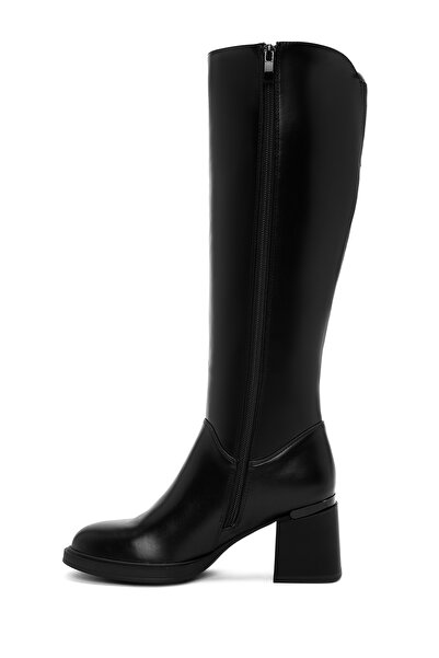 Derimod Kadın Siyah Fermuarlı Kalın Topuklu Çizme 25WFE401318