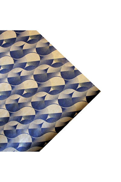 REX Vintage Kraft Wrapping Paper Blue Curves