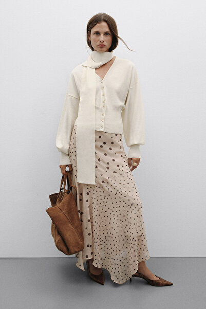 Pilea Polka Dot Asymmetrical Chiffon Skirt