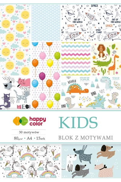 Other Bloc de desen A4 pentru copii, 25 motive / 15 coli / Happy Color 80g/m2