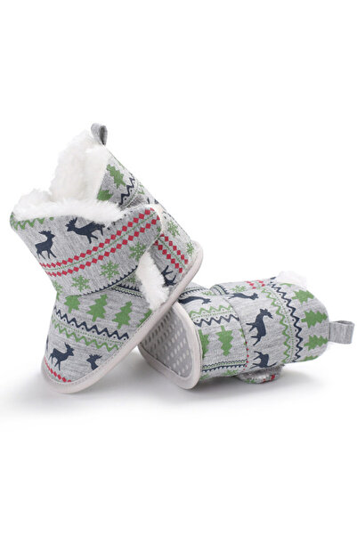 BebeNou Grey Booties with Reindeer Print MBc-211-2-cd3