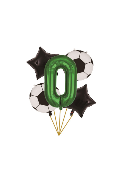 Mirific Party Set de 5 baloane albe, negre, verzi, numărul 0, fotbal, PPTZ5378-0