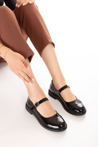 Gondol Hakiki Deri Günlük Klasik Makosen Babet Ayakkabı alb.406 Siyah Rugan