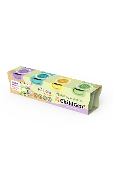ChildGen Natural Play Dough - Mini-Cup Frog and Mouse 4X65Gr (Pastel Colors)