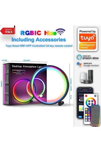 Bukela Smart RGBIC Circle Desktop Atmosphere Lamp (Wi‑Fi, Music Sync, Remote)