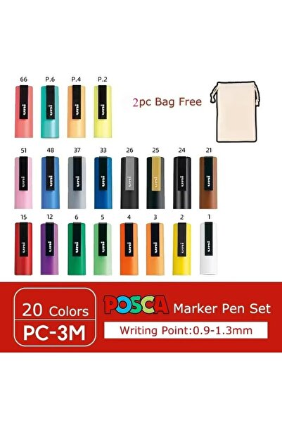 Choice مجموعة أقلام تحديد يوني بوسكا اليابانية من بي سي-3 إم، 20 لونًا، رسم ج...