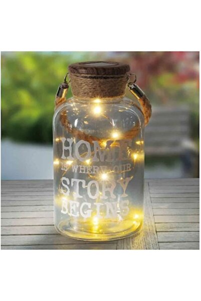 Granst Stag Ηλιακό φωτιστικό σε γυάλινο βάζο με λαβή από σχοινί Ø10x21εκ.