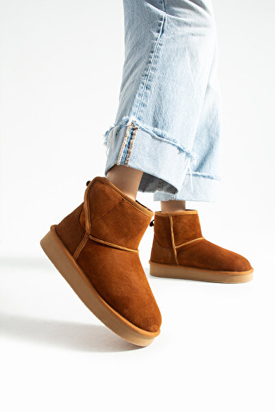 Güllü Shoes Taba Süet İçi Kürklü Kışlık Kadın Bot – Süet Uzun Bot, Kadın Kışlık Ayakkabı, Kürklü Kadın Bot