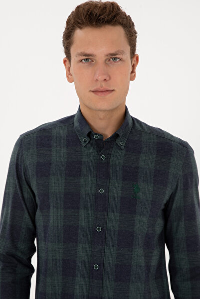 U.S. Polo Assn. Men's Dark Green Long Sleeve Shirt 50308501-Vr079