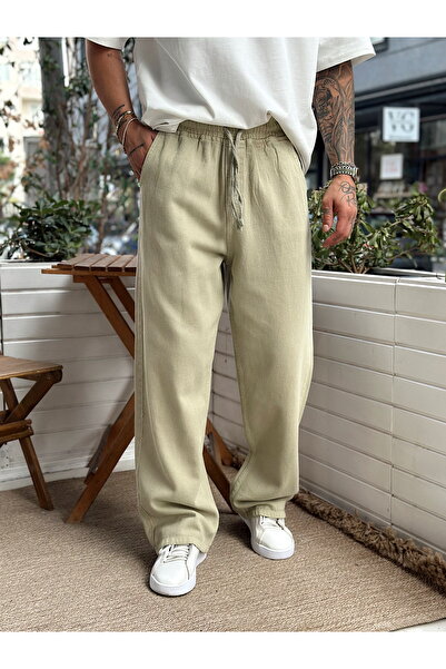 manch collection Beli İpli Baggy Gabardin Pantolon