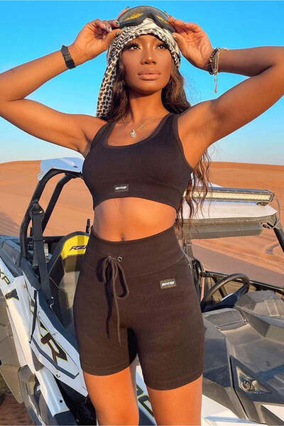 WildFashion Set 2 piese compleu sport/casual din material reiat elastic J756-1