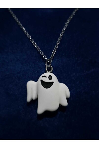 sarıyer silver Ghost Pendant Steel Necklace Jewelry Ghost Halloween Halloween Themed