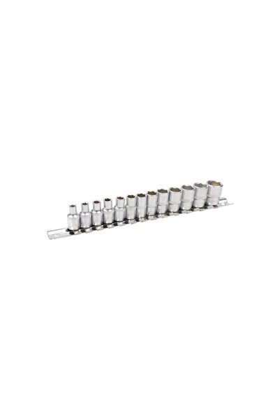 JBM Set of 13 hexagonal sockets 00204, 1/4 inch drive, sizes 4 - 14 mm