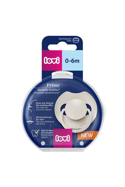 LOVI Suzeta din silicon, 0-6 luni, Design Dinamic, Antialergic, PRIME Coconut