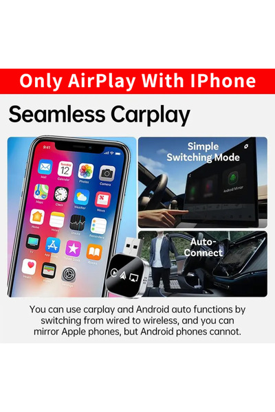 VICTGOAL Upgrade 3 in 1 AirPlay with Wired to Wireless Carplay Adapter, Screen Mirror