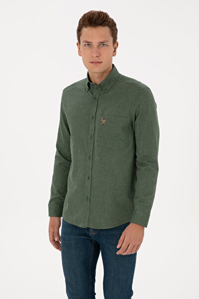 U.S. Polo Assn. Men's Dark Green Long Sleeve Shirt 50308491-Vr079