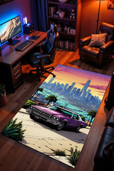 Charmbi Grand Theft Auto Desenli Kaymaz Taban Makinede Yıkanabilir Gaming Oyu...