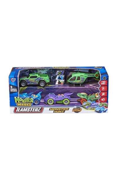 Teamsterz Monster Minis Monster Hunt 5 مركبات متضمنة مع الضوء والصوت
