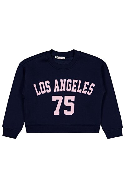 Civil Girls Hanorac cu imprimeu Los Angeles pentru copii de 6-9 ani - Bleumar...